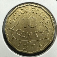 Seychelles 10 Cents 1974 UNC coin (Th1/12)