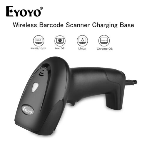 Escáner de código de barras inalámbrico láser 1D UPC EAN escáner de código base de carga USB para PC - Imagen 9 de 12