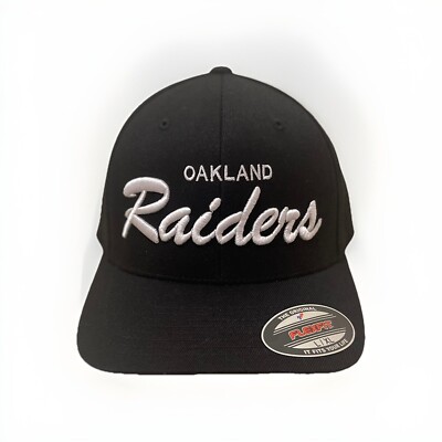 Oakland Raiders Cap Hat Black Flexfit 6477 - S/M, L/XL | eBay