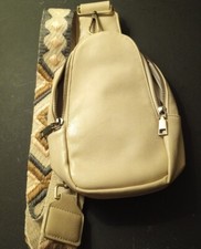 Women's Multi-Pocket Compact Sling Bag- beige
