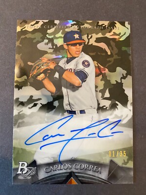 Carlos Correa 2014 Bowman Camo Refractor #1 / 35! Complete Auto