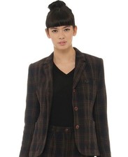 Fred Perry Womens Tartan Wool Blazer - Size Uk 10