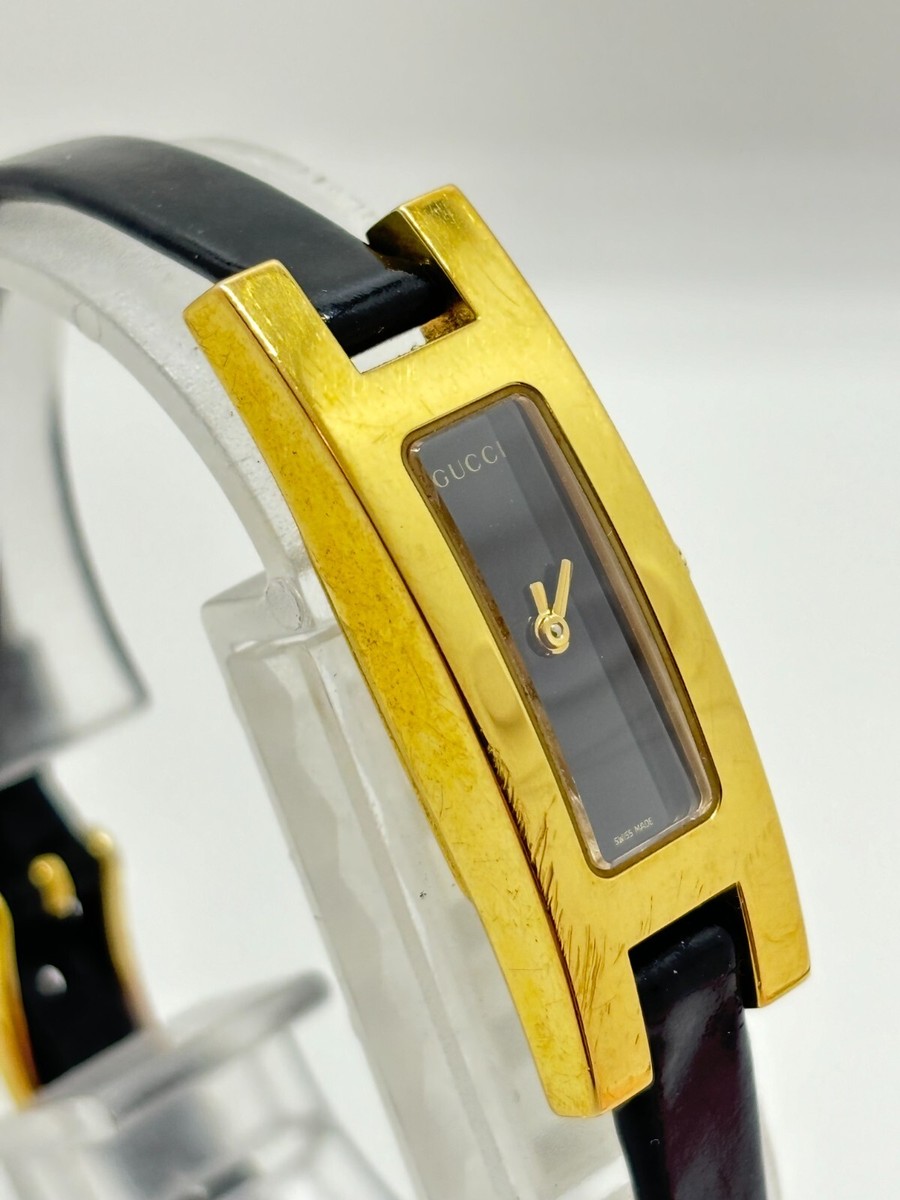 Exc+5] Gucci 3900L Gold Black Qz Women's Watch Vintage Used