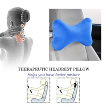 Bone Shape Car Neck Pillow Head Rest Memory Foam Travel Support Cushion Blue