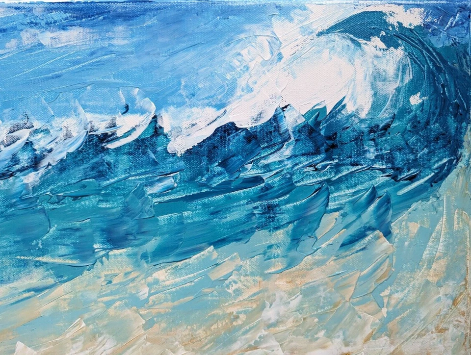 Pintura Original Gatos "En una toalla de playa para siempre" por Samantha McLean (16x20 pulgadas) Foto 3 de 4