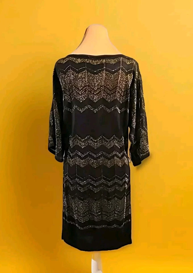 My Michelle легкий свитер платье Sz XL черное золото отлива 3/4 рукава - Изображение 4 из 4