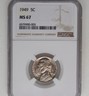 1949 Jefferson Nickel MS 67 NGC Philadelphia Jefferson