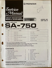 Pioneer SA-750 Stereo Amplifier Original Service Repair Manual