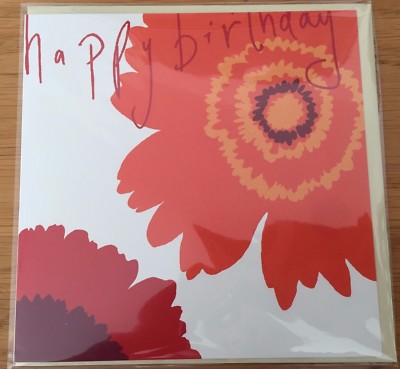Grußkarte rot orange Blume leer Geburtstag *NEU* Sooshichacha hot2 (957) 