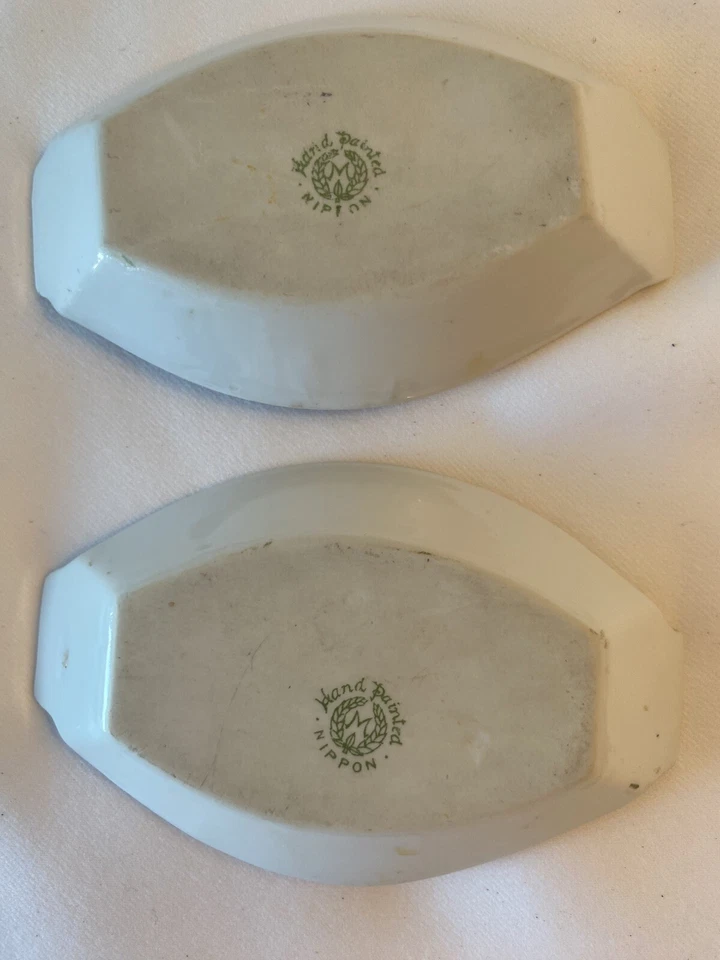 NIPPON Juego de 2 Platos Butter Pat Borde Dorado Pintados a Mano Foto 3 de 4