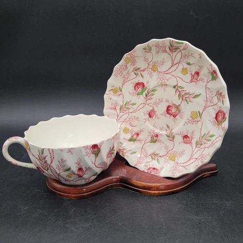 Vintage Rosebud Chintz Pink Vine Spode Coffee Tea Cup Mug & Saucer Discontinued