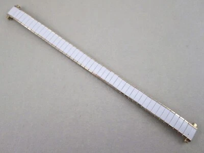 Speidel ladies stretch watch band steel 10mm 11mm 12mm white & gold tone - Image 1 of 4