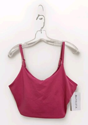 Athleta Size XL/D-DD Cup Pink Elation V-Neck Crop Top Sports Bra NEW NWT 