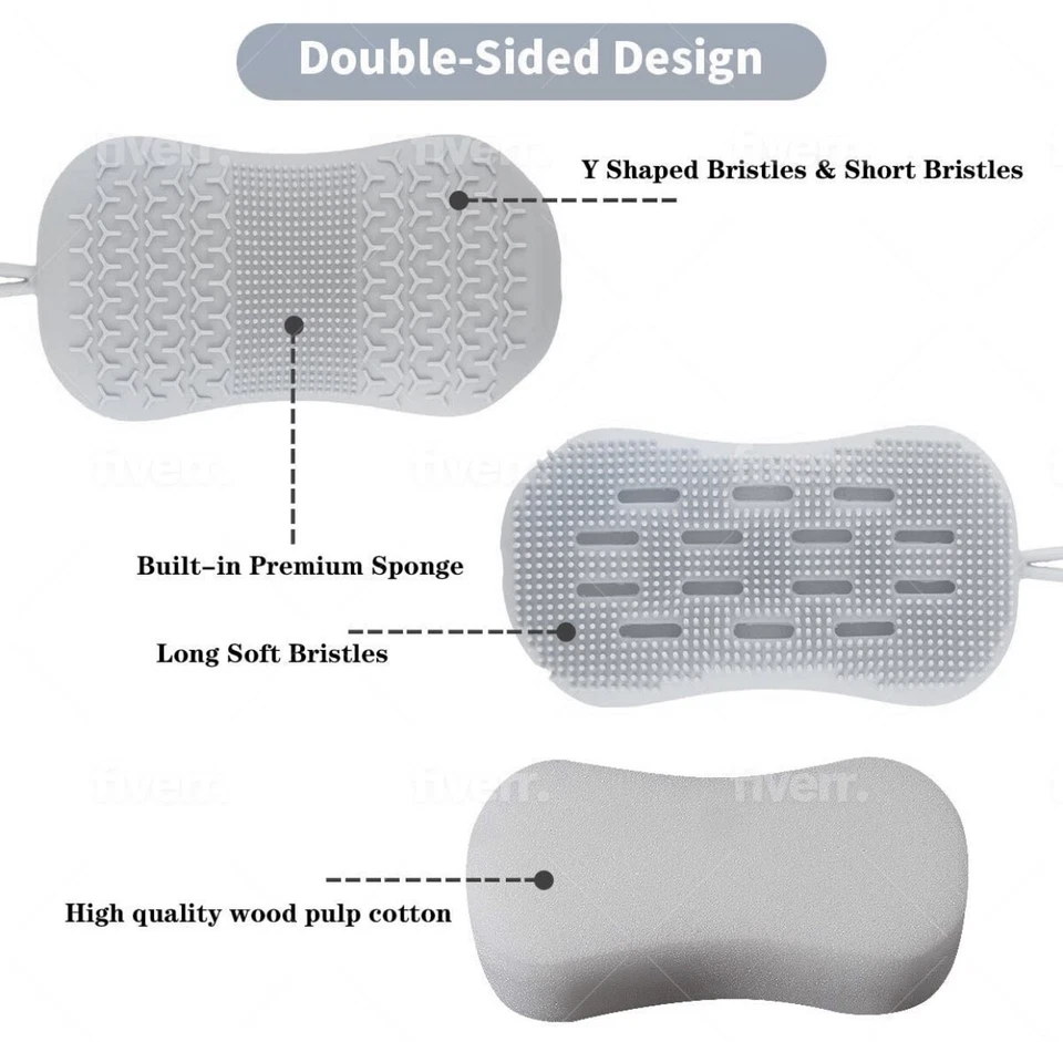 Fregador trasero de silicona para ducha, esponja corporal de baño. Limpiador trasero lavadora trasera Foto 3 de 4