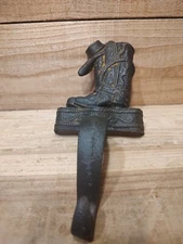 Cast Iron Cowboy Boot And Hat, Shelf Hanger