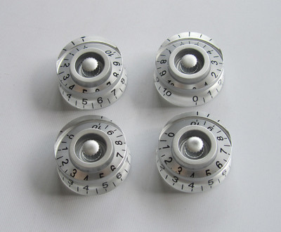 4x silber mit schwarzer Zahl LP Gitarren-Steuerknöpfe Kurzwahlknopf für Les Paul
