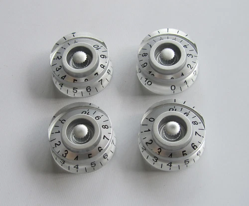 4x Silver w/ Black Number LP Guitar Control Knobs Speed Dial Knob for Les Paul