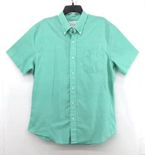 Saddlebred Shirt Mens Size L Blue Green Short Sleeve Casual Button Up