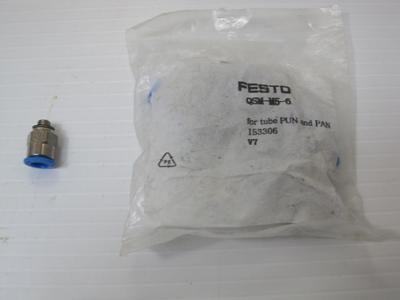 12385 Lot (10) Festo QSM-M5-6 Male Connectors M5 NPT 6MM OD Tube 153306