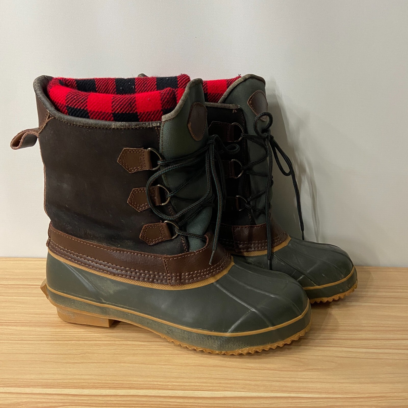 ThermoLite Snow Boots Men's 12 Brown Rubber Steel Shank Wool Lined Winter-image