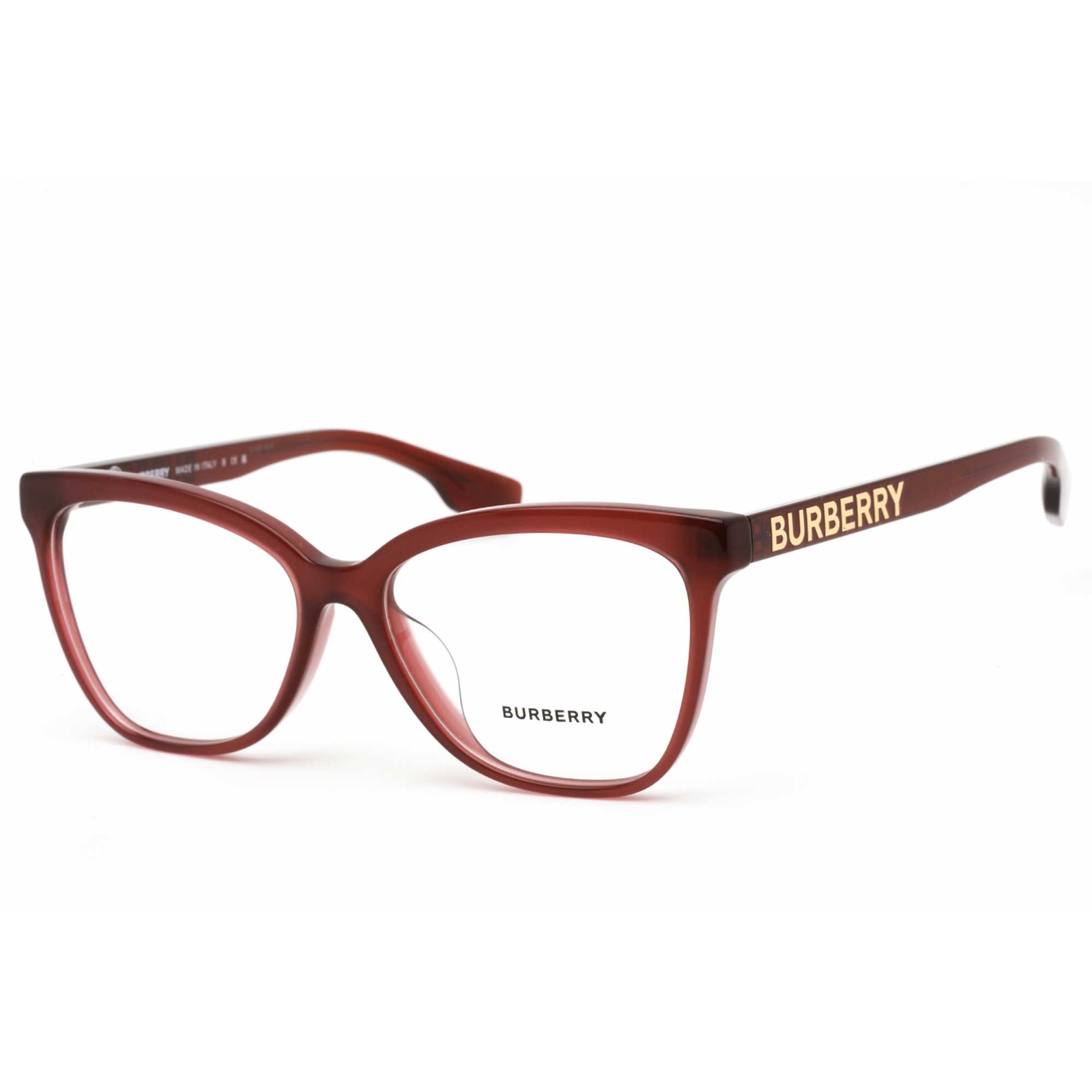 Burberry Women's Eyeglasses Bordeaux Plastic Frame Fixed Nose Pads