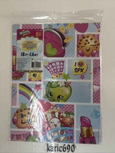 New Shopkins 18 FT Squared Gift Wrap Paper Party Celebration Unisex Birthday NIP