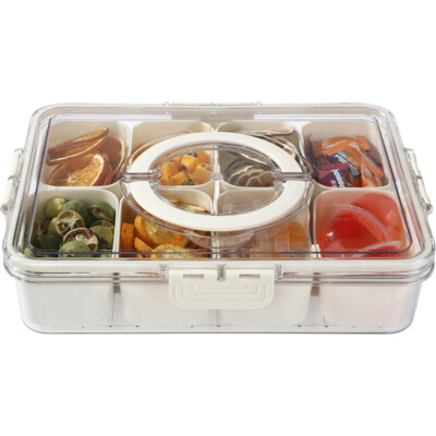 Snackschale Snackteller mit 8 Fächern & Deckel Snackbox Organizer Snack Schalen