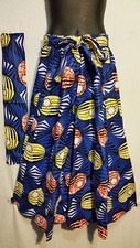 African Wax Print Ankara Maxi Women Skirt 2 Pocket Belt Free Size Waist 52" P02