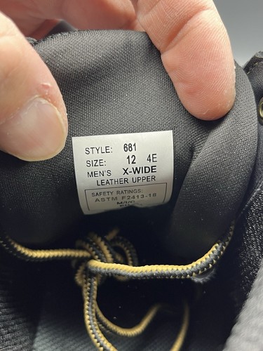 Orthofeet 681 Men's Size 12 4E Extra Wide Granite Composite Toe Work Boots Black - 第 17/21 張圖片