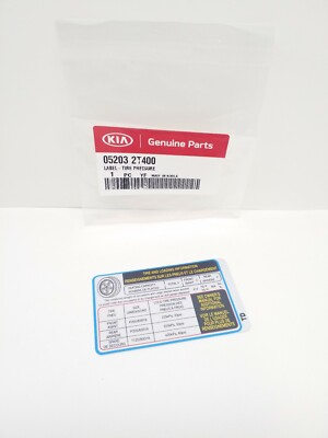 #ad 05203 2T400 Kia Tire Pressure Label 2011 To 2013 Optima $6.78