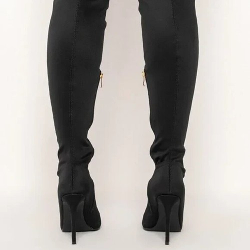AZALEA WANG " JUST A LITTLE PEEK " STILETTO BOOT IN BLACK (Brand New) - Picture 4 of 5