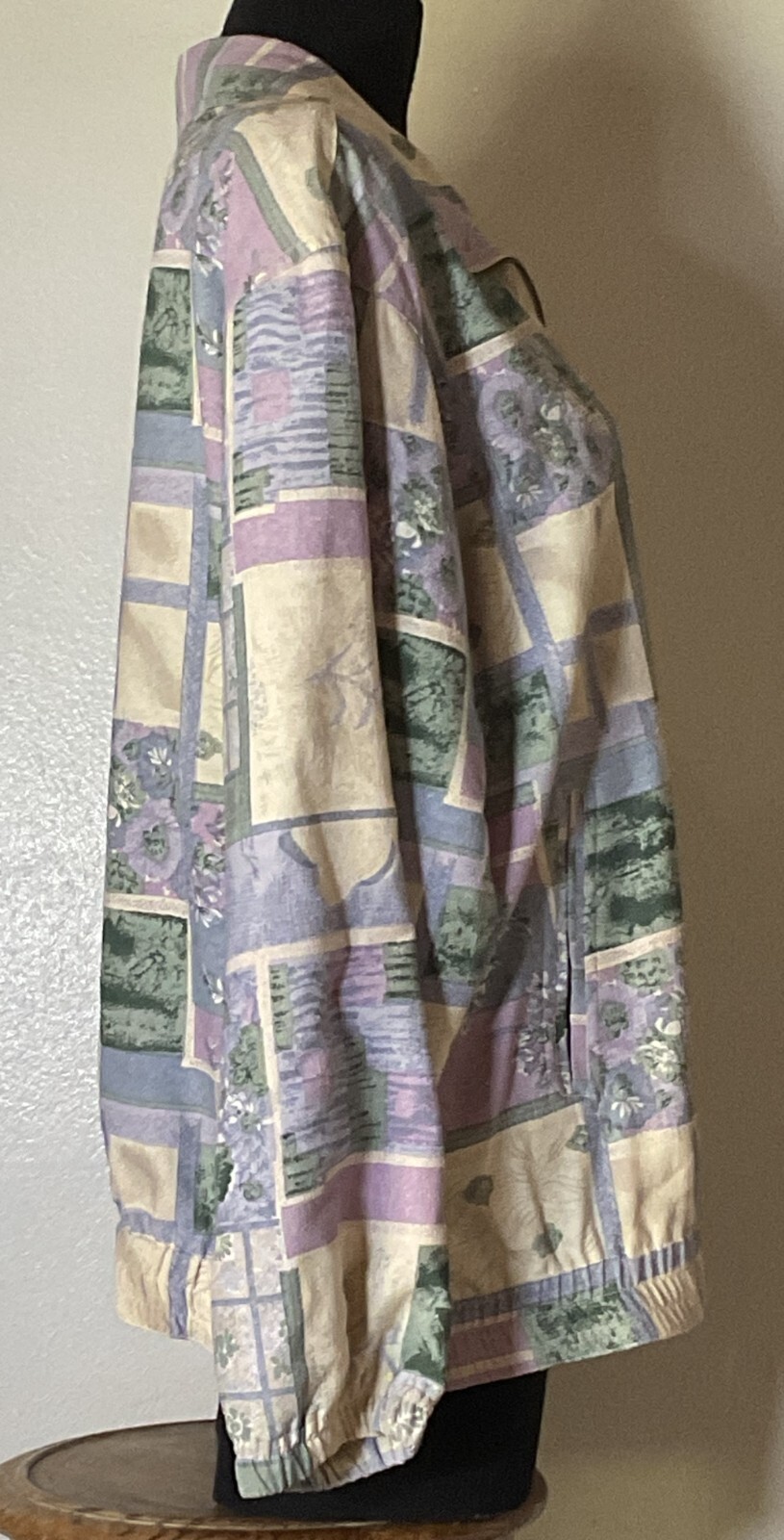 Vintage 100% Silk Pastel Patchwork Pattern Lined … - image 2