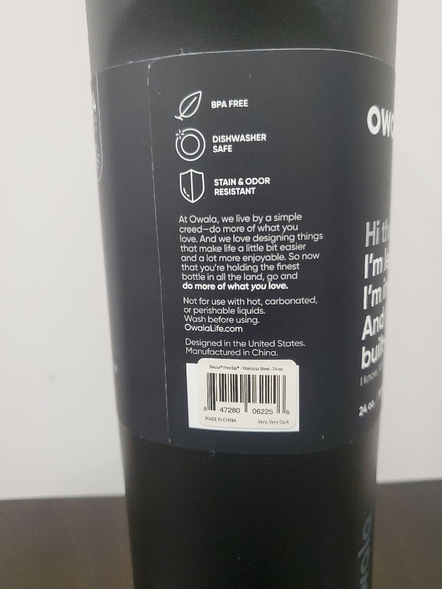 Owala FreeSip Stainless Steel Water Bottle / 24oz / Color: Very, Very Dark