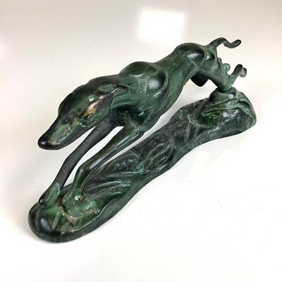 Vtg Art Deco Bronze/Brass Greyhound Whippet Dog Figure Patina Heavy 8.5 L