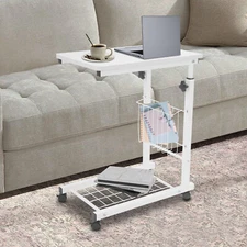 Adjustable Bed Side Table, Side Table with Wheels, Mobile Standalone Table