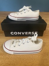 Converse Chuck Taylor All Star Unisex Kids Low Top White Canvas Sneakers US 9