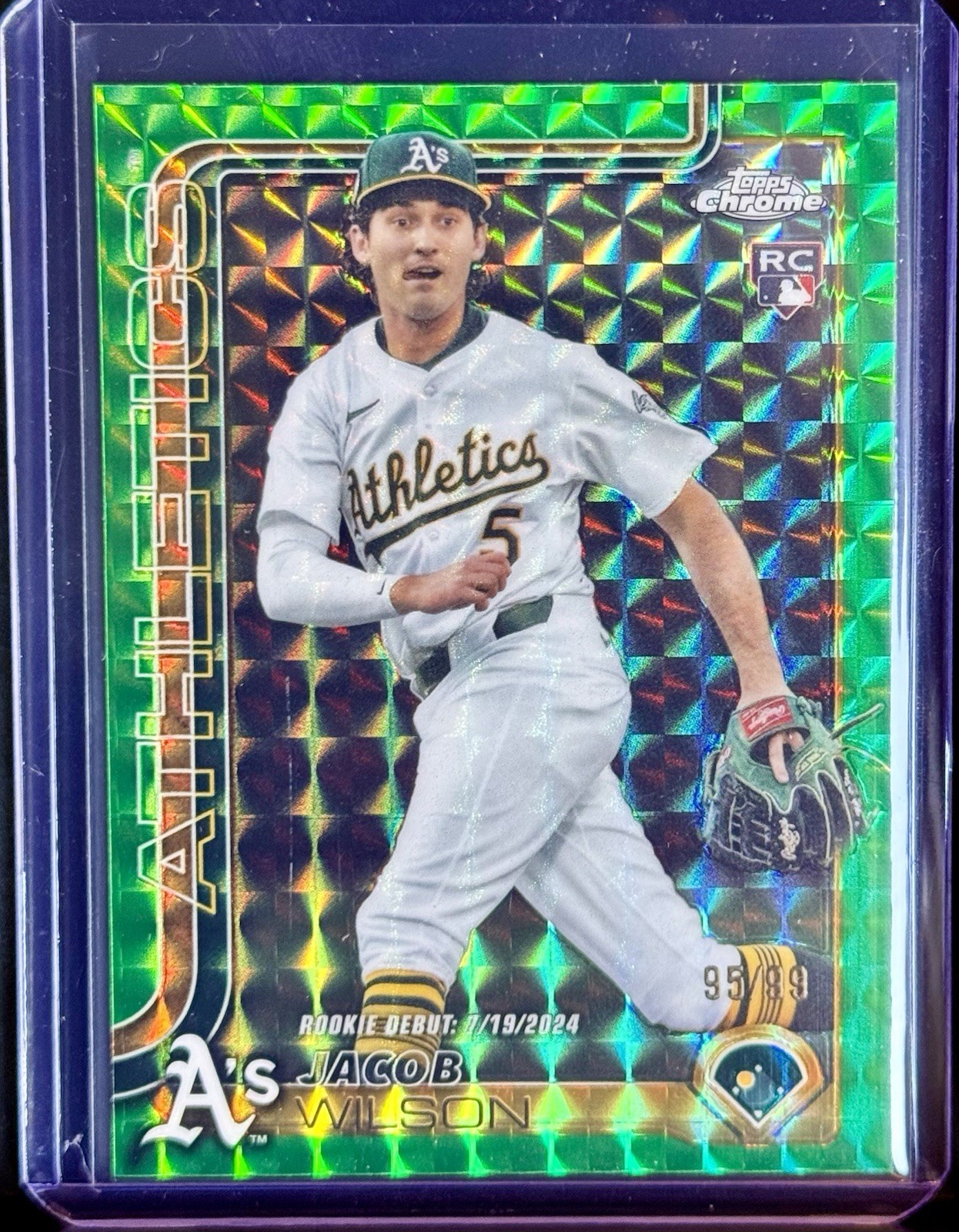2025 Topps Chrome - Jacob Wilson #96 Green Geometric Refractor /99 (RC)