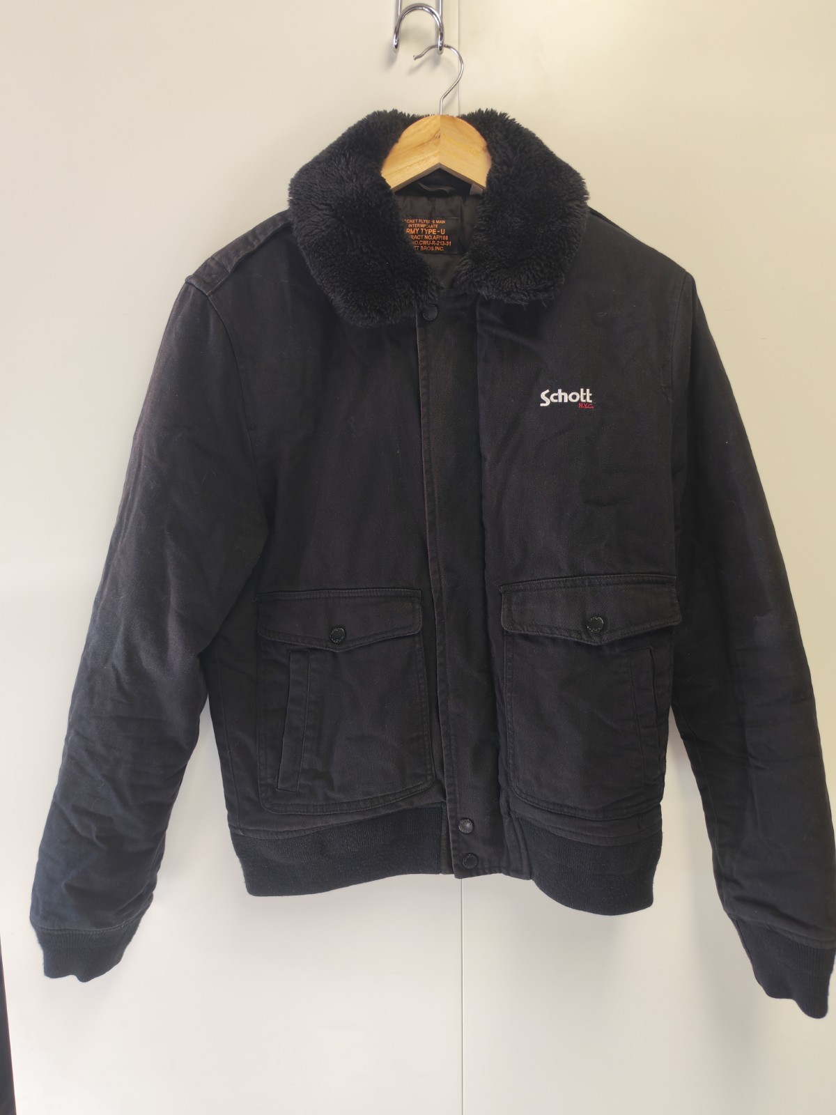 Vintage Schott NYC Army Type-U Flyer's Jacket L Bomber CWU-R-213-31 USA