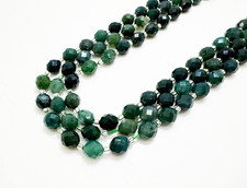 Natural Green Moss Agate Faceted Oval Beads 6x8mm Gemstone Strand 14.5" - PGS323