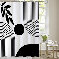 Shower Curtain Extra Long Boho Mid 72x84 in Black White