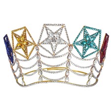 Order of the Eastern Star Crown Rhodium Plated with Colorful Jeweled Stars