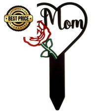 Unittype Mom Memorial Grave Markers Metal Heart Plaque Stake Black