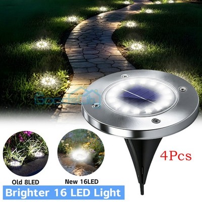 4pcs 16-LEDs Solar Lights LED Light In Ground Outdoor Buried Lawn Pathway Garden