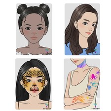 Face Painting Practice Board 4 PCS A4 Reusable Makeup Template 8.3x11.7