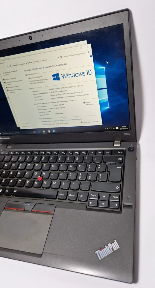 NOTEBOOK PC PORTATILE LENOVO T450S i5 RAM 8GB SSD 256GB WIN 10 Doppia Batteria - Immagine 3 di 4