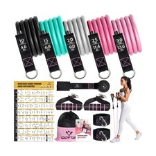 Resistance Bands with Handles for Women, 5 Level Exercise Bands Workout Bands...