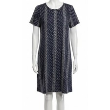 Old Navy Dress Women Size L Blue Floral All Over Print Short Sleeve Cotton Blend