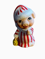 Vintage Enesco Pig In Striped Pajamas Figure Christmas Farm Whimsical