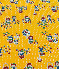 RAGGEDY ANN and ANDY Fabric Piece Apples, Flowers, Play 40"x44" Cotton