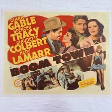 1940 Boom Town Original 22x28” Movie Poster Hedy Lamarr Clark Gable Linen Backed